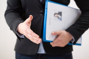 Horizontal view of woman with her curriculum vitae-1